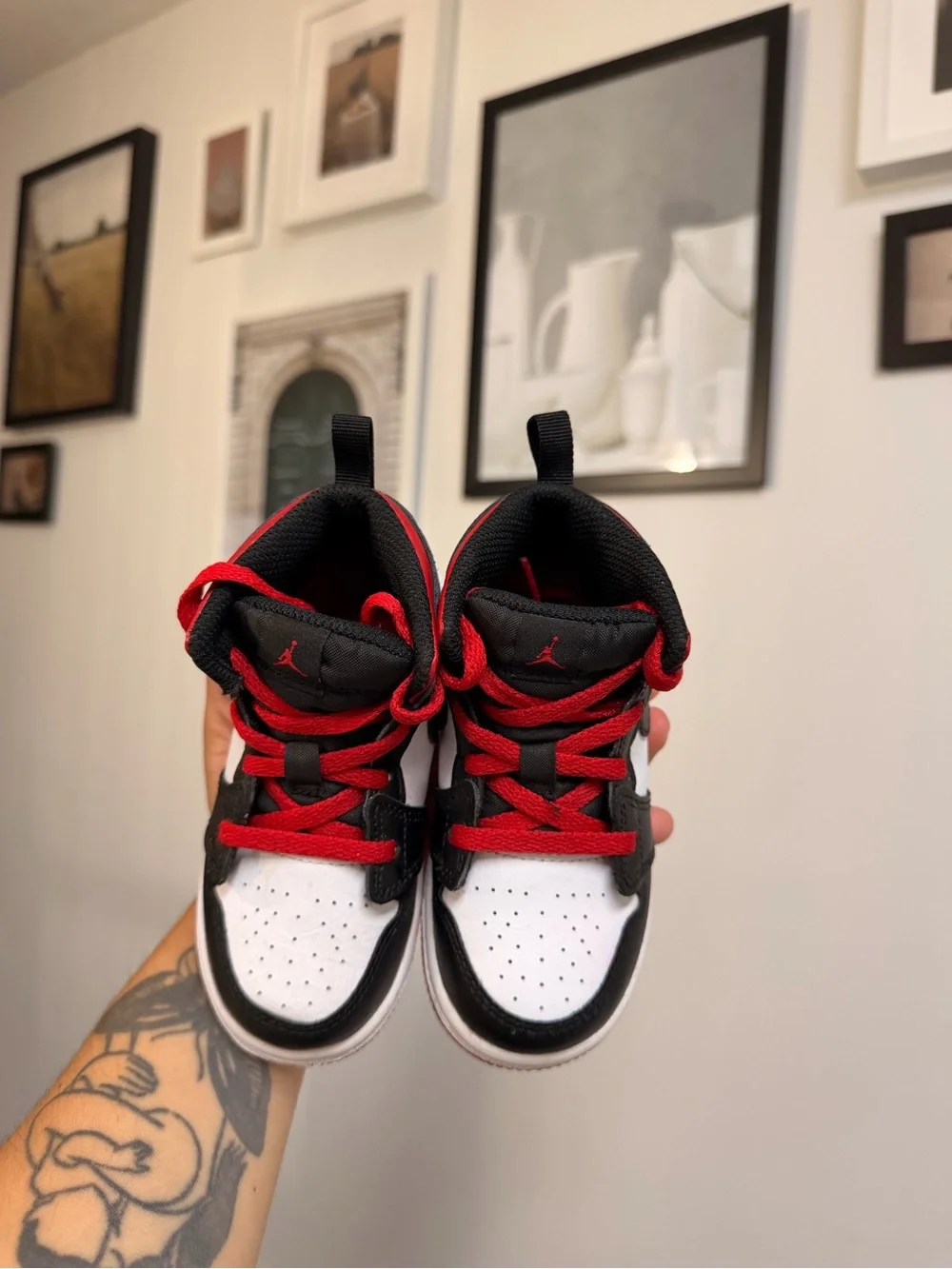 Nike Kids Black/White/Red Jordan Low-Top Sneakers